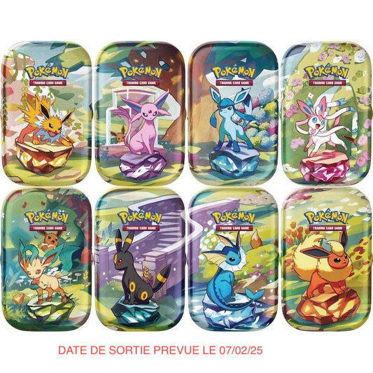 LIMITE A 1/ PERSONNE : Display – Mini Tins – Pokémon – EV8.5 – Évolutions Prismatiques – FR