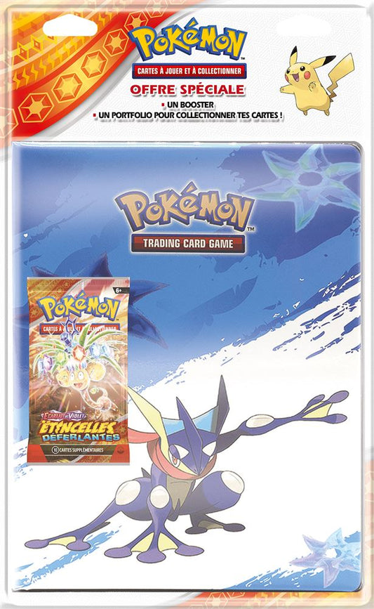 POKÉMON JCC - ÉCARLATE ET VIOLET - PORTFOLIO AMPHINOBI AVEC BOOSTER EV08 ÉTINCELLES DÉFERLANTES